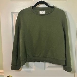 Zara Trafaluc Olive Cropped Sweatshirt